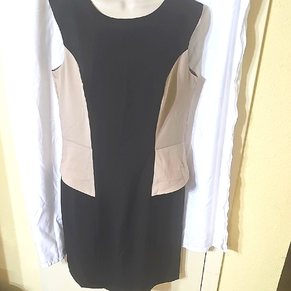 Chic Black and Tan Mini Dress.  3